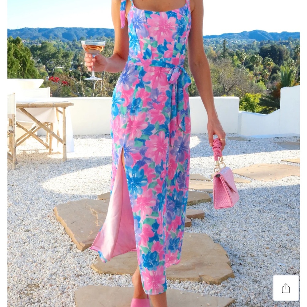 Show Me Your MuMu Floral Maxi Dress - Pink and Blue